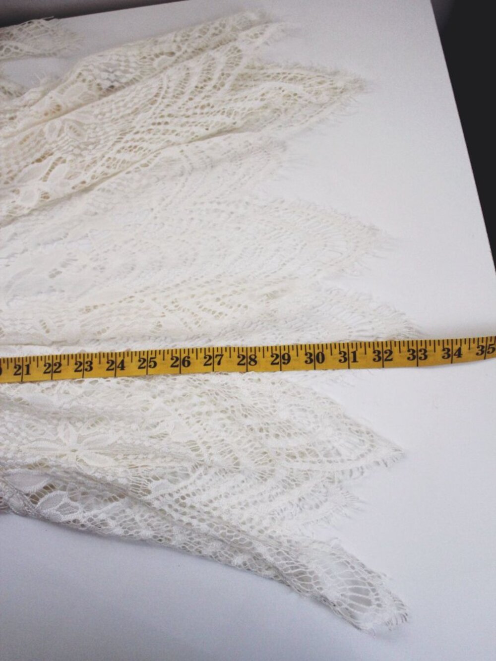 White Lace Kimono Cardigan Open-Front Small Boho Fairy Absolutely Famous - Picture 6 of 8
